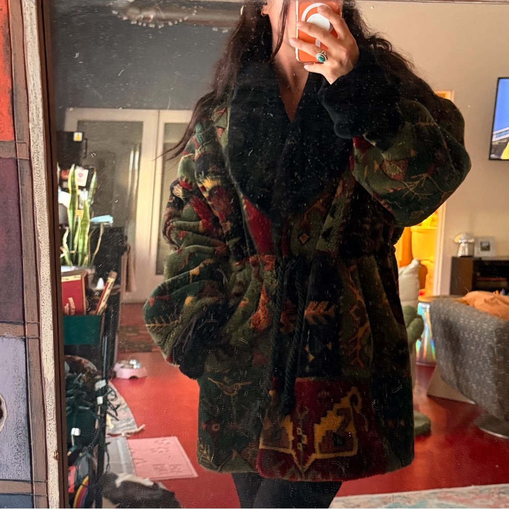 Vintage Tapestry Jacket with Black Collar - Picture 7 of 7